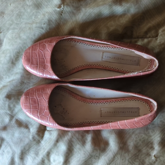 Stella McCartney Shoes - Stella McCartney Pink Croc-Embossed Ballet Flats